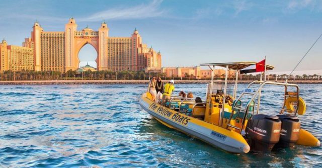 dubai marina cruise palm jumeirah dubai boat tour the yellow boats dubai Cropped